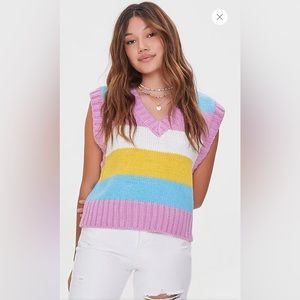 Women Color Block Sweater Vest
